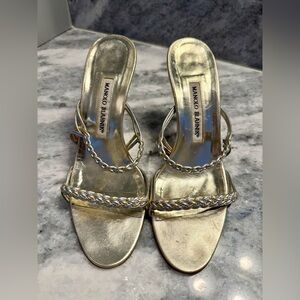 Manolo Blahnik Metallic Gold Heels - 38